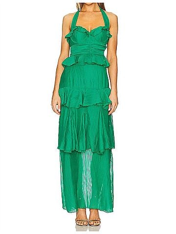 Line & Dot Cari Halter Maxi Dress in Kelly Green (view 2)