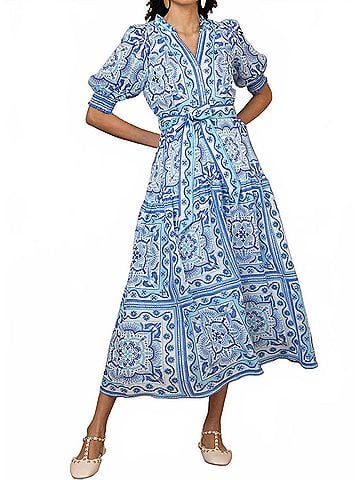 Hale Bob Bess Linen Dress in Blue (view 2)
