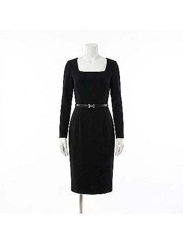 Halston Heritage Squareneck Long Sleeve Midi Dress in Black (view 1)