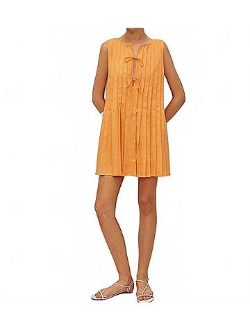 Elodie Rune Linen Dress in Orange (view 2)