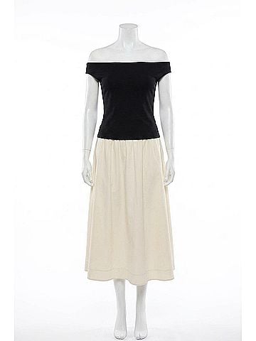 Elodie Simone Midi Dress in Black &amp; Ecru (view 1)