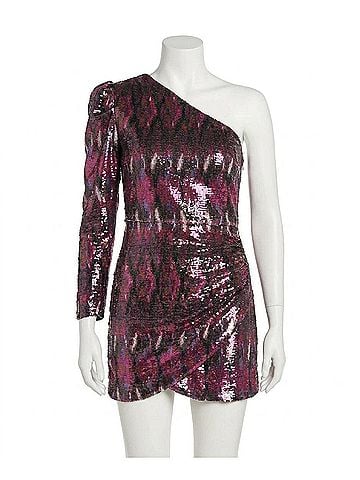 MISA Los Angeles Nova Dress in Brown Ikat Sequin (view 1)