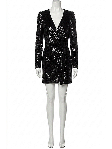 The Kooples Velvet Shine Wrap Dress in Black (view 1)