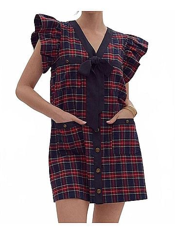 Entro Faith Mini Dress in Navy/ Red (view 2)