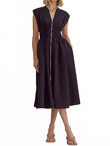 Entro Audrey Midi Dress in Black (view 2)