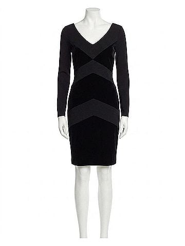 Ralph Lauren Velvet Chevron Jersey Dress in Black (view 1)