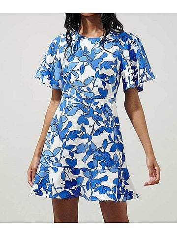 Sugarlips Kohl Flouncy Mini Dress in Blue Floral (view 2)