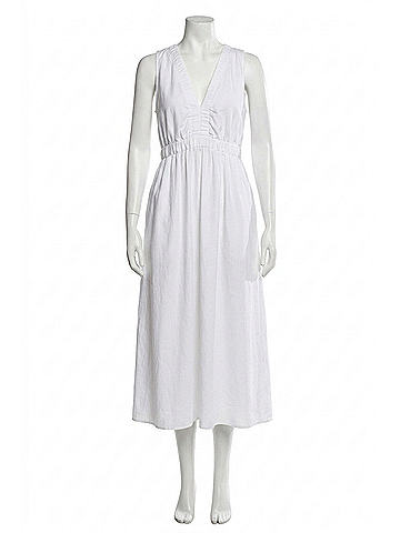 Bishop + Young Melina Seersucker Midi Dress in Shell White (view 1)