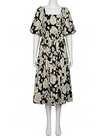Entro Classic Petals Midi Dress in Black (view 1)