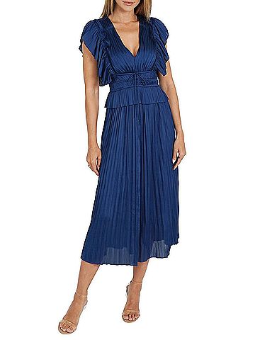Love Token Harper Pleated Dress in Navy (view 2)