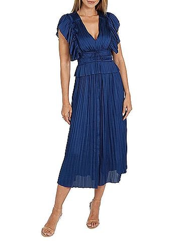 Love Token Harper Pleated Dress in Navy (view 2)