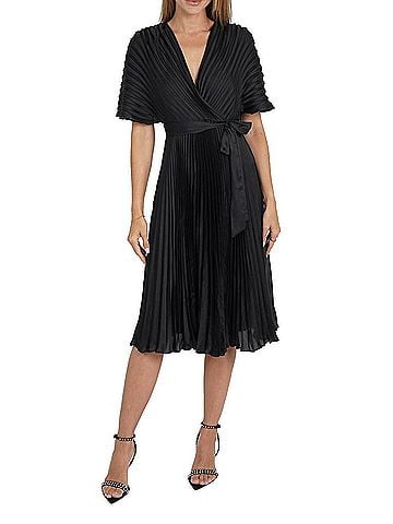 Love Token Diane Pleated Dress in Black (view 2)