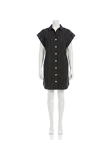 Karen Kane Stripe Cap Sleeve Shirtdress in Black With Off White (view 1)