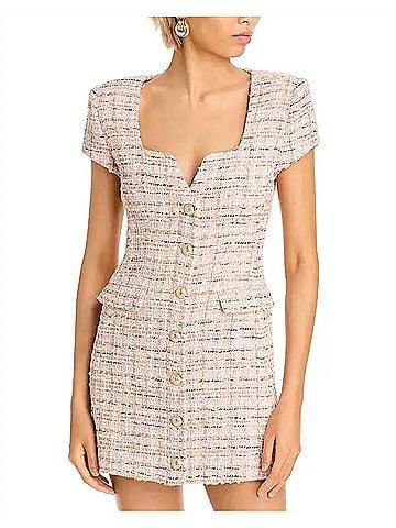 Generation Love Brunella Tweed Dress in Light Pink Melange (view 2)