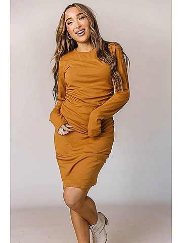 Ampersand Ave Better Than Basic Midi Dress in Butterscotch (view 2)