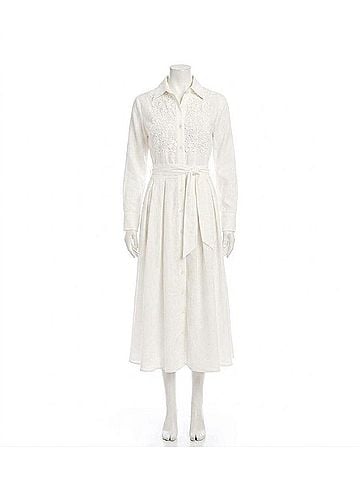 Karen Kane Lace Applique Midi Shirtdress in Off White (view 1)