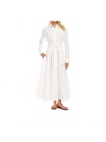 Karen Kane Lace Applique Midi Shirtdress in Off White (view 2)