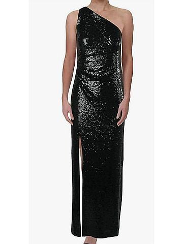 Ralph Lauren Sequined One Shoulder Gown in Forest Green (view 2)