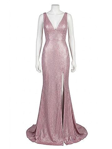 Jovani Shimmer Metallic Gown in Rose (view 1)