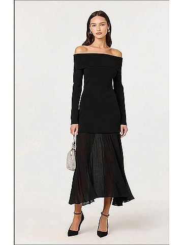 Astr Lidia Midi Dress in Black (view 2)