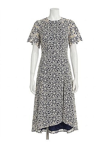 Maggy London Eyelet Lace Short Sleeve Dress in Navy/Ivory (view 1)
