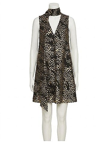 Lucy Paris Monica Scarf Mini Dress in Black Gold (view 1)