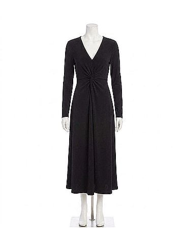 Karen Kane Monroe Travel Jersey Twist Front Midi Dress in Black (view 1)