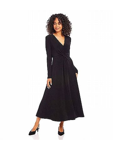 Karen Kane Monroe Travel Jersey Twist Front Midi Dress in Black (view 2)