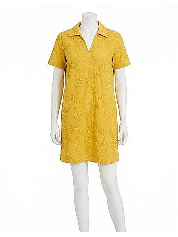 Tribal Applique Tunic Dress in Yellow (view 1)