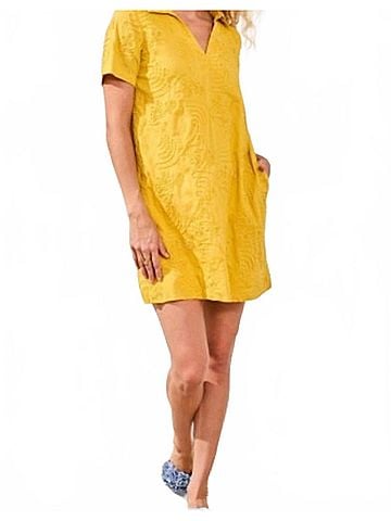 Tribal Applique Tunic Dress in Yellow (view 2)