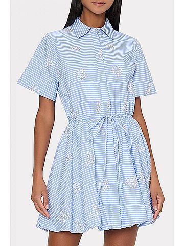 Milly Willa Beaded Mini Dress in Blue/White (view 2)