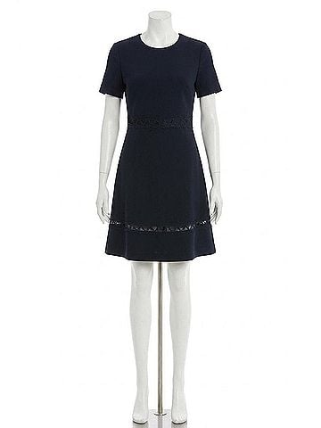 Maggy London Short Sleeve Swirly Applique Dress in Twilight Navy (view 1)