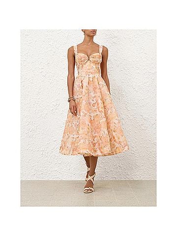 Zimmermann Rebellion Drape Midi Dress in Golden Bloom (view 2)