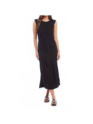 Karen Kane Bethan Tie Waist Midi Dress in Black (view 2)