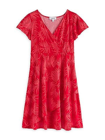 Gilli Women's Summer Asymmetrical Hem Dress in Red Tropical (view 2)