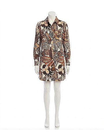 Karen Kane Perry Print Blouson Sleeve Mini Shirtdress in Brown Black And White (view 1)