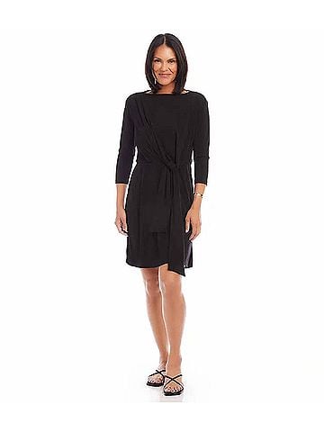 Karen Kane Tiara Tie Waist Travel Mini Dress in Black (view 2)