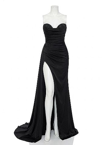 Clarisse Strapless Evening Dress in Black (view 1)