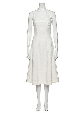 Paige Pippa Denim Midi Dress in Toasted Ecru (view 1)