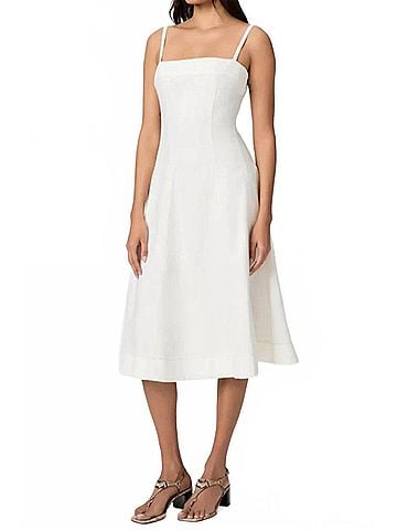 Paige Pippa Denim Midi Dress in Toasted Ecru (view 2)