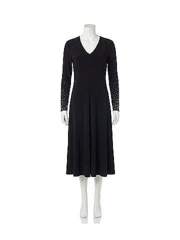 Karen Kane Kate Beaded Sleeve Midi Travel Dress in Black (view 1)