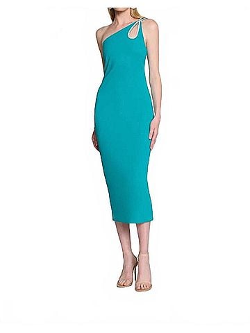 Joseph Ribkoff One-Shoulder Bodycon Midi Dress in Ocean Blue (view 2)