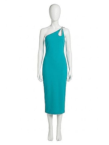 Joseph Ribkoff One-Shoulder Bodycon Midi Dress in Ocean Blue (view 1)