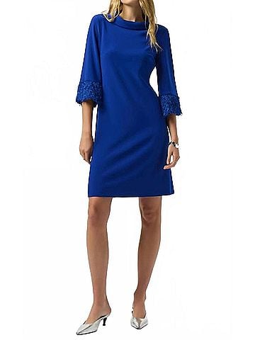 Joseph Ribkoff Cuff Detailed Shift Dress in Royal Blue (view 2)