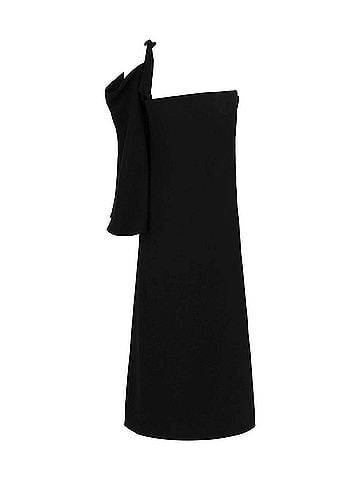 Salvatore Ferragamo Women's One-Shoulder Midi Dress in Black (view 1)