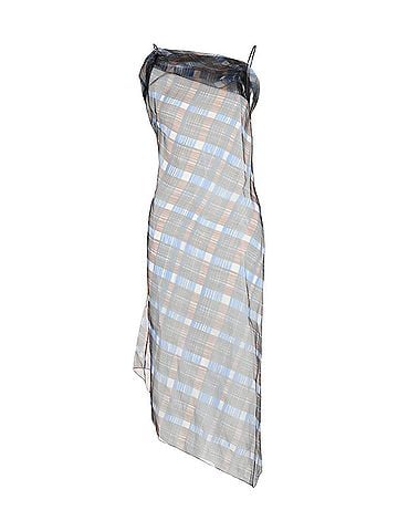 Salvatore Ferragamo Women's Organza Plaid-Check Midi Dress in Multi (view 1)