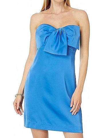 Lilly Pulitzer Carlynn Strapless Satin Bow Mini Dress in Blue (view 2)