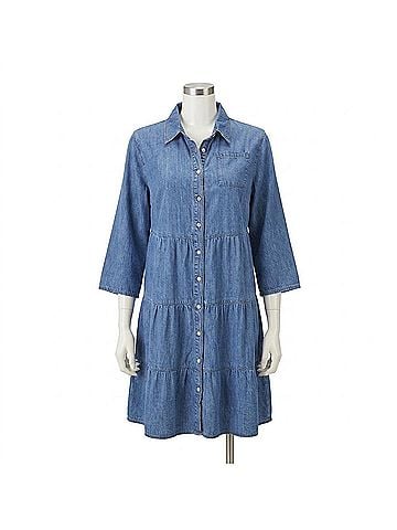Coco + Carmen Marissa Tiered Chambray Dress in Blue (view 1)