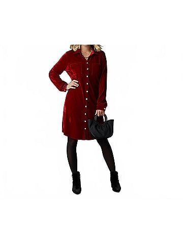 Coco + Carmen Stella Velour Button Front Dress in Red (view 2)
