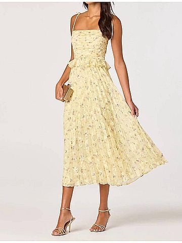 Astr Emerys Midi Dress in Yellow Floral (view 2)